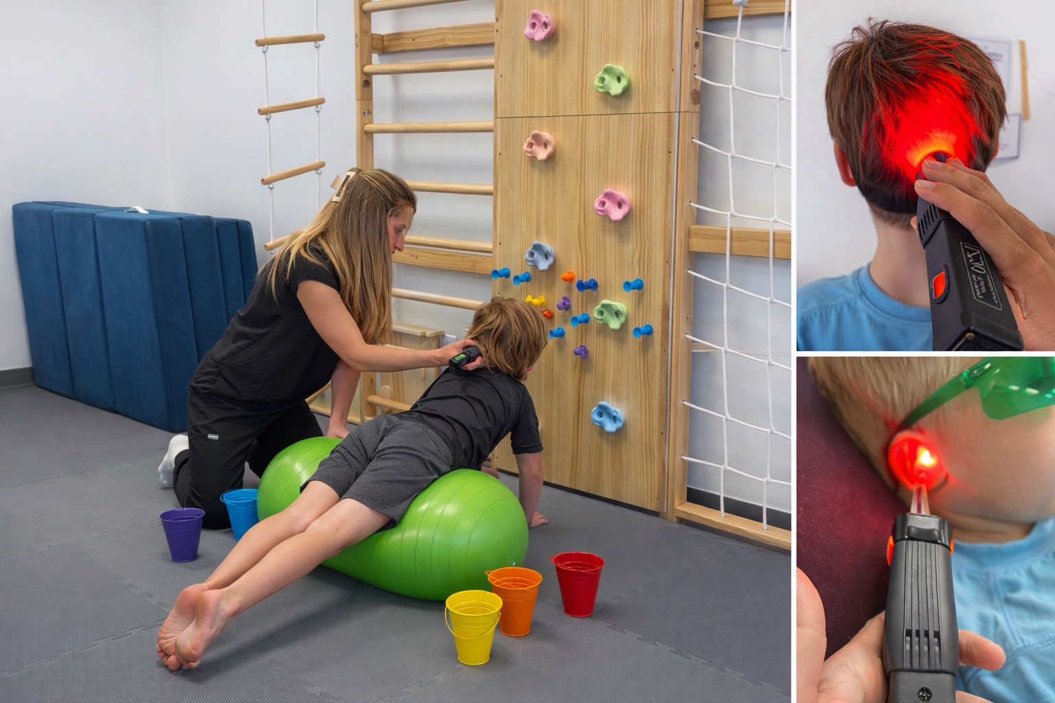 Photobiomodulation (PBM) laser therapy during an intensive session